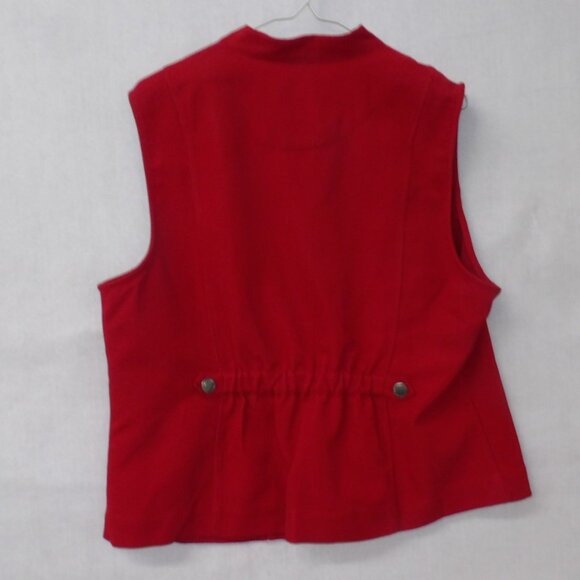 Christopher & Banks Winter Red Button Front Vest - Woman's Petite - Picture 2 of 3
